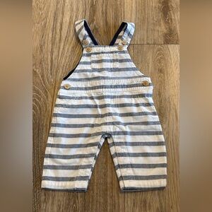 Cherokee brand newborn size baby overalls blue white, nautical striped, buttons